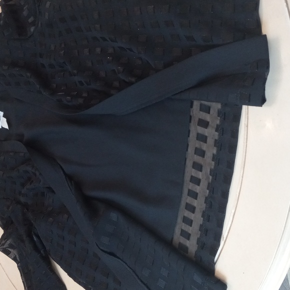 R&M Richards Karen Kwong Layered Top Open Jacket Black Size 16W - Picture 10 of 14